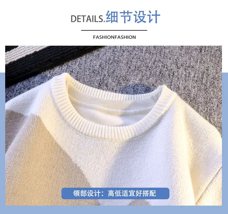 Cartoon Cat's New Knitted Sweater 2025 Men's Autumn/Winter Warm Knitted Sweater Men's Pullover Home Clothes