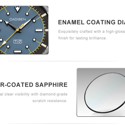 CADISEN TI-7 Autodyne Titanium Steel Automatic Mechanical Canvas Wristwatch MIYOTA 8215 Luminous Sapphire Waterproof Man Watches
