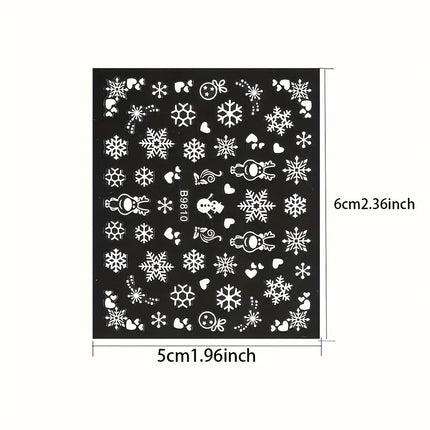 30Pcs Christmas 3D Nail Art Stickers Decals Self‑Adhesive Cartoon Snowflake Snowman Nail Art Supplies for Women Manicure Decorations
