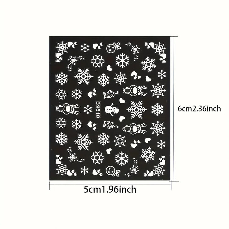 30Pcs Christmas 3D Nail Art Stickers Decals Self‑Adhesive Cartoon Snowflake Snowman Nail Art Supplies for Women Manicure Decorations