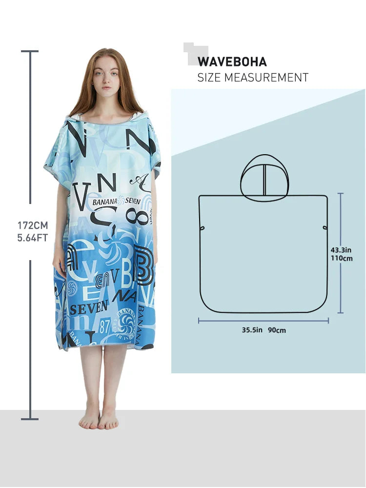 Poncho da Surf asciugamano Poncho asciugamano ad asciugatura rapida felpa con cappuccio in microfibra Beach Robe cambio Poncho asciugamano da bagno Poncho da spiaggia per adulti (A12)