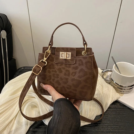Elegante Mini Borsa a Tracolla con Manico Superiore, Chiusura Dorata, Versatile Borsa in Finta Pelle Scamosciata e Pelle per Uso Quotidiano Femminile