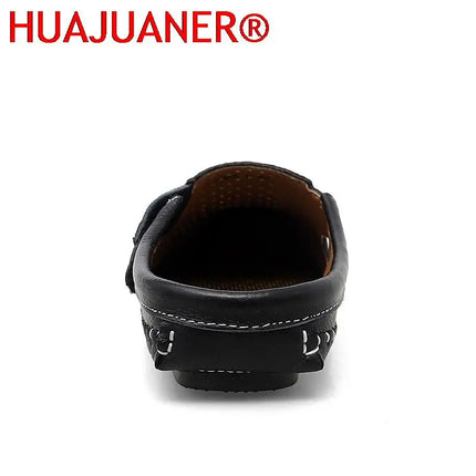 Nuove pantofole da uomo in vera pelle estate traspirante Casual muli mezze scarpe leggere per uomo mocassini da guida antiscivolo all'aperto uomo