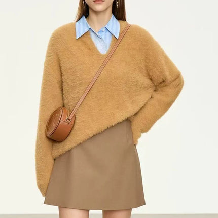 Gonne casual semplici da donna, stile coreano, a vita alta, per l'ufficio, da pendolare, a trapezio, tinta unita, abbinabili a tutto, gonne femminili