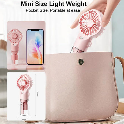 Ventilatore spray portatile portatile Mini umidificatore Ventilatore 4 velocità Potente vento USB ricaricabile Ventilatore nebulizzatore d'acqua Piccolo ventilatore esterno