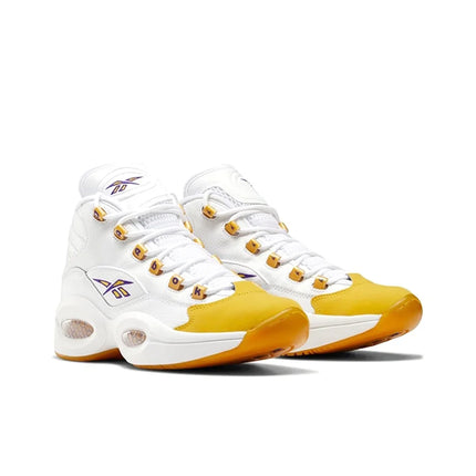 Reebok Question 'Yellow Toe' Mid top Basketball Shoes Unisex White Yellow FX4278