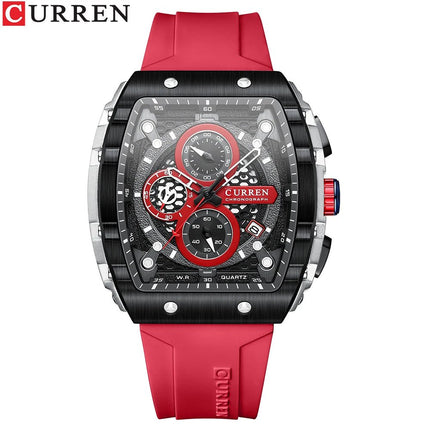 CURREN Orologio da uomo alla moda, marchio unico, design quadrato, lusso, nastro sportivo al quarzo, orologi da uomo impermeabili platinumshop