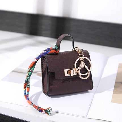 Brand Fashion Coin Purse Luxury Simple Flip Small Bag High-end Bag Pendant Exquisite Lock Silk Scarf Mini Lipstick Headphone Bag PlatiNum