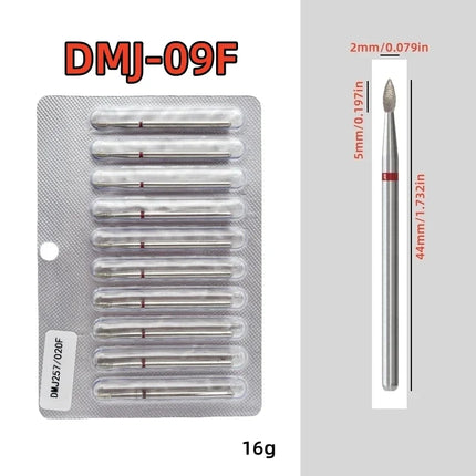 10Pcs/set Diamond Nail Drill Bit Set Nail Diamond Milling Cutter for Manicure 3/32" Burr Electric Nail File Cuticle Remover Tool 2028