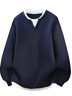 Legible Autumn and Winter Casual Sweaters Men Round Neck Collar Knitted Pullovers Male Loose Sweater Man