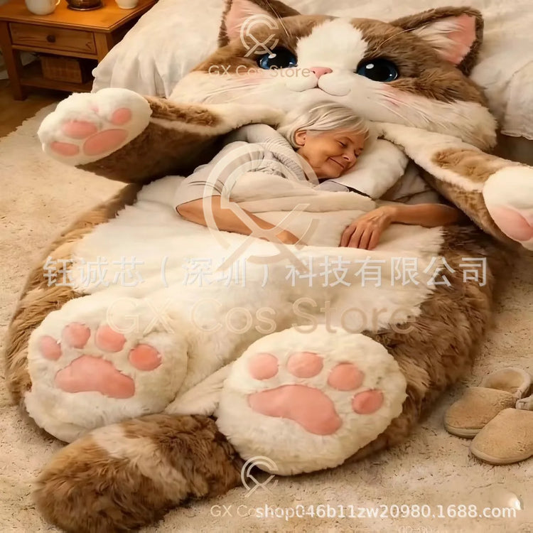 Giant Animal Sleeping Bag Comfortable Soft Warm Plush Bag Washable Cute Cat Envelope Sleeping Bag for Adults Winter Outdoor Use