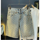 Shorts in denim da uomo estivi, casual, larghi, a vita media-alta, alla moda, vintage, al ginocchio