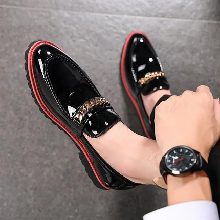 Scarpe da Uomo Trendy, Mocassini di Design con Catena Metallica, Scarpe Eleganti da Lavoro, Nuove Scarpe Casual in Pelle Slip-on, Scarpe da Cerimonia
