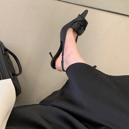 Aneikeh Summer Street Style Elegant Sexy Flower Designer Pointed Toe High Heels Women Shallow Fashion Pumps Banquet Dress Shoes PlatiNum