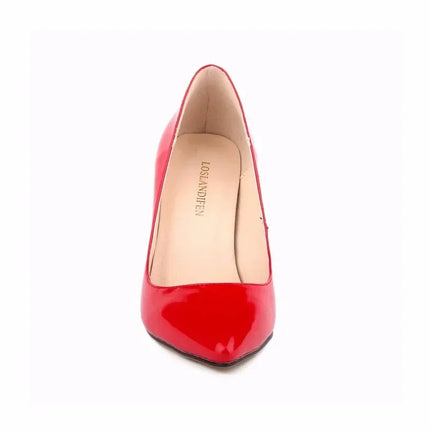 Décolleté da donna di grandi dimensioni Tacchi alti classici a punta Tacchi a spillo sexy da 9 cm Scarpe da festa di nozze rosse da donna eleganti e confortevoli platinumshop