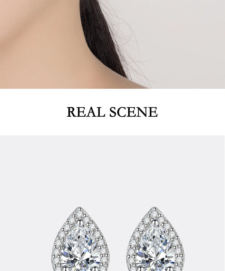 PERFANY 1CT Moissanite Earrings for Women S925 Pure Silver Water Droplet Cutting Laboratory Diamond Earrings Luxury Jewelry PlatiNum