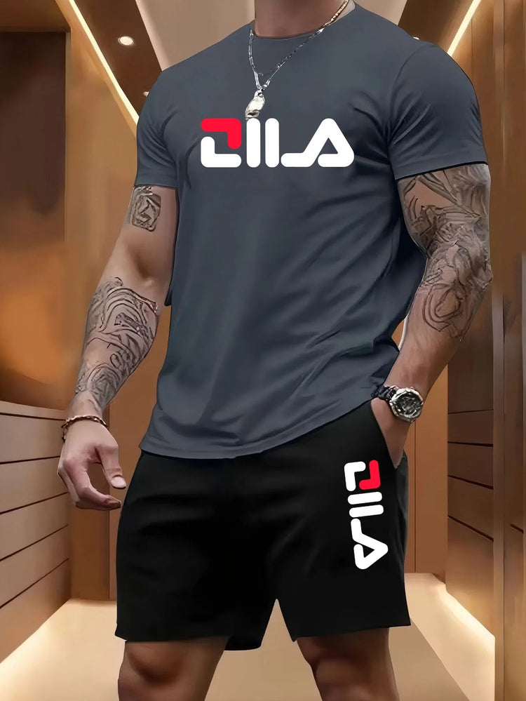 Completo Sportivo Estivo da Uomo per Spiaggia, Casual, per Basket e Attività all'Aperto, Comodo Set Due Pezzi con T-Shirt Larga alla Moda e Pantaloncini platinumshop