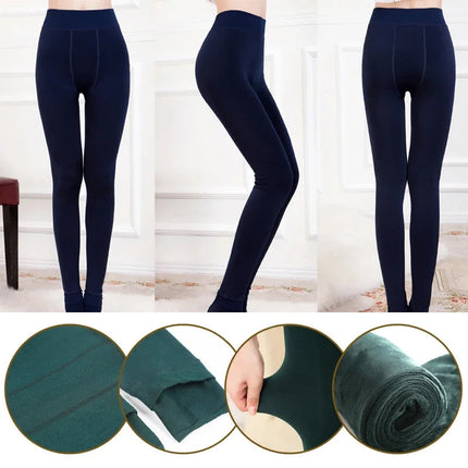 Sexy Women Thermal Leggings Winter Warm Elastic Translucent Pantyhose Female Fleece Thermal High Waist Slim Thicken Tight Pants PlatiNum