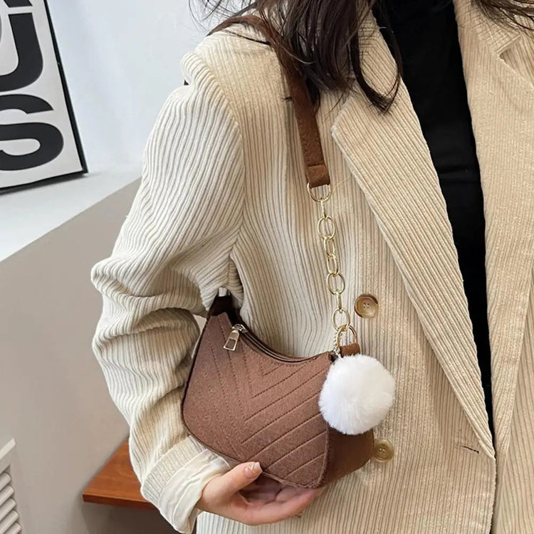 Mini Women Shoulder Bags Fashion Felt Women's Bag Design Advanced Underarm Handbags Mini Saddle Bag PlatiNum