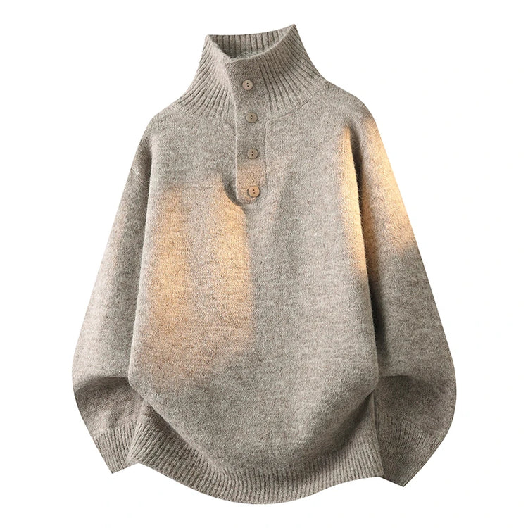 Turtleneck Long Sleeves Zipper lapel Pullover Sweater Men Spring Autumn Solid color Sweater Jumper Streetwear