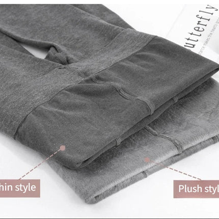 Women's Fall Winter Ribbed Vertical Stripe Thermal Leggings Fleece Thickened  Street Ready Seamless High Waist Thermal Pants PlatiNum