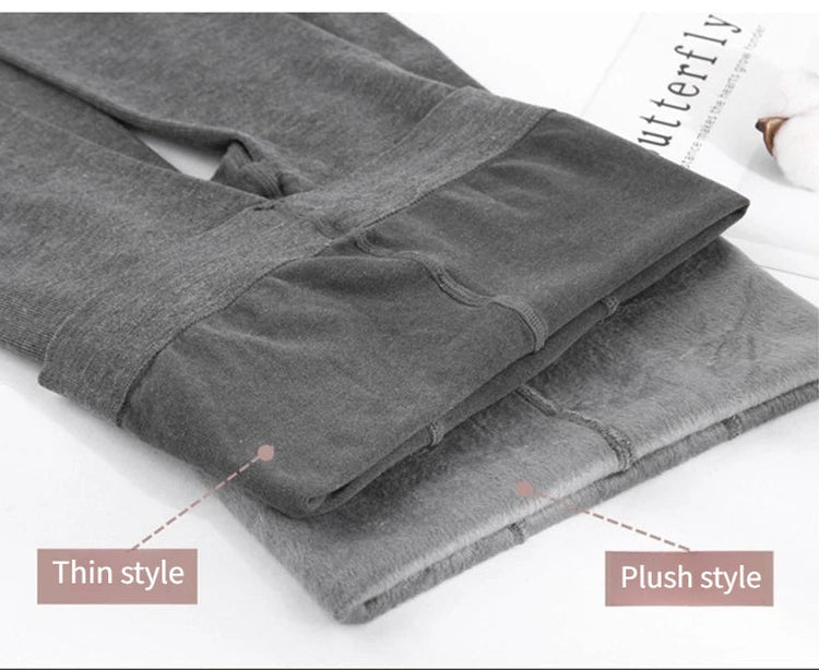 Women's Fall Winter Ribbed Vertical Stripe Thermal Leggings Fleece Thickened  Street Ready Seamless High Waist Thermal Pants PlatiNum