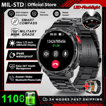 Nuovo T-Rex3 Ultra 1100mAh Batteria Smart Watch GPS Track Bussola IP69K Impermeabile Sport tracker All'aperto Militare Smartwatch platinumshop