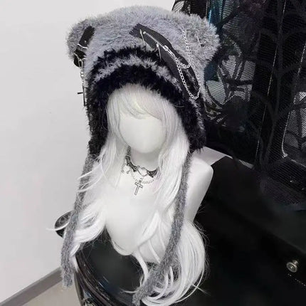 Cute Snow Leopard Ear Warmer for Ladies Chic Outdoor Windproof Ear Protection Hats Fluffy Warm Ear Caps Autumn Winter Head Hat