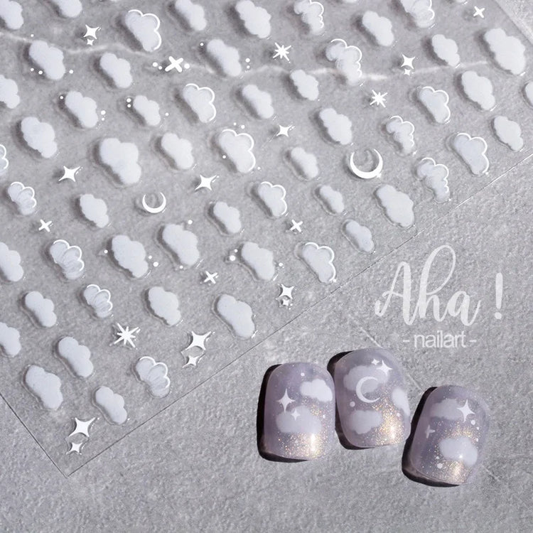 1 cute white cloud nail sticker ultra-thin nail art sticker self-adhesive paper/cloud nail sticker DIY