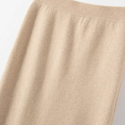 Women Pure Cashmere Long Skirts Spring Autumn Winter Straight Thick Skirts 100% Cashmere Knit Split Skirts PlatiNum