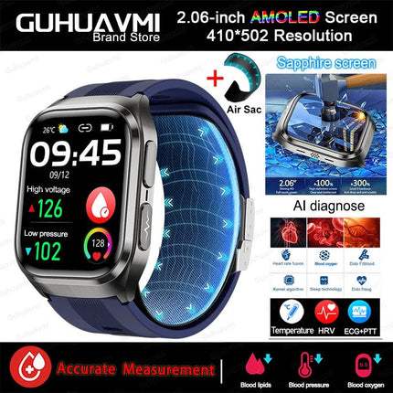 2026 Nuovo aggiornamento AI diagnostico Airbag pressione sanguigna precisa salute SmartWatch acido urico ECG lipidi nel sangue Smartwatch uomo donna platinumshop