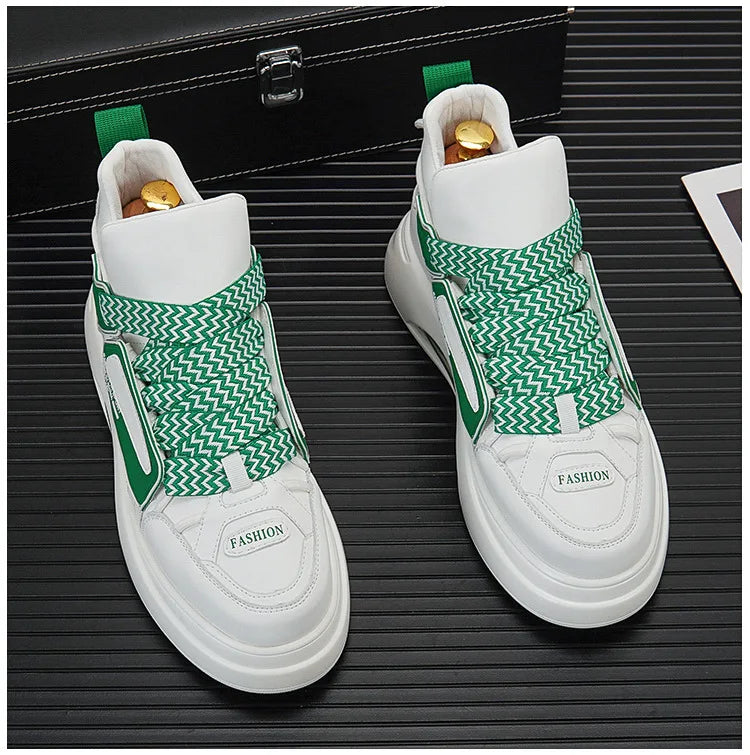 High top White Sneakers Best selling Mens Sneakers With Anti slip Wear resistant Properties Increasing Height by 6 Centimeters