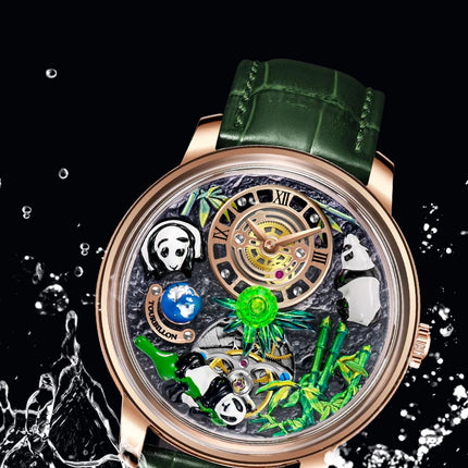 Pindu Luxury and stylish personalized waterproof panda dial fully automatic mechanical men's watch serpentine tourbillon watch