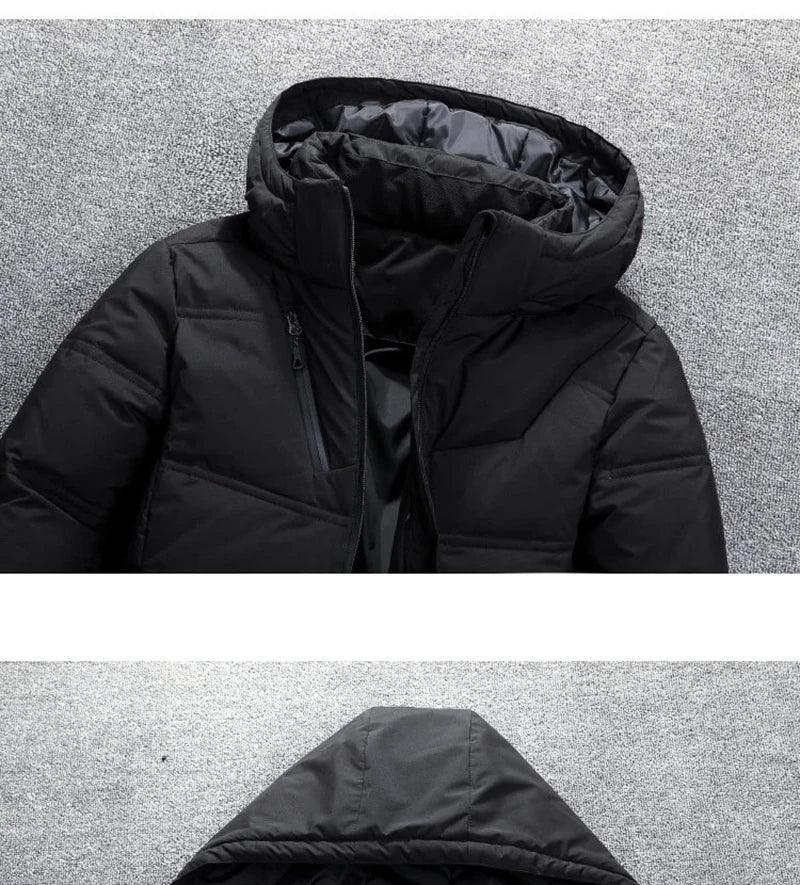 -20 Degree Down Jacket Male Winter Parkas Men White Duck Down Jacket Hooded Outdoor Thick Warm Padded Snow Coat Oversize M-4XL - PlatiNum