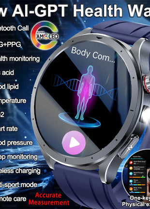 Nuovo Smartwatch 2026 per Analisi del Grasso Corporeo, ECG+PPG, Acido Urico, Pressione Sanguigna, Ossigeno nel Sangue, Orologio con Chiamate per Uomini e Donne platinumshop