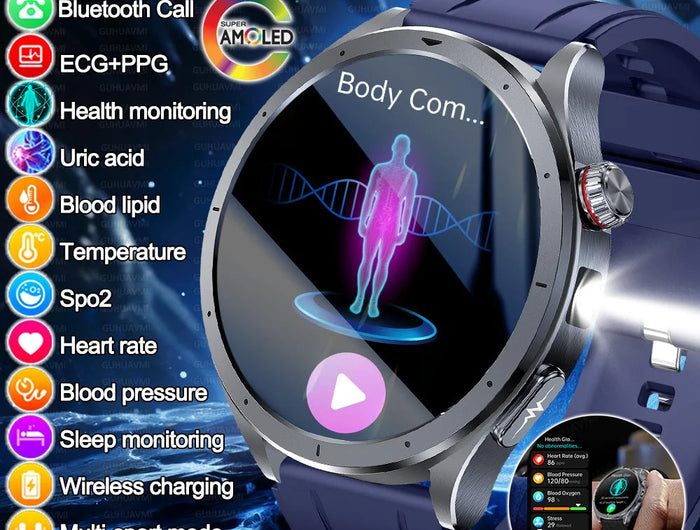 Nuovo Smartwatch 2026 per Analisi del Grasso Corporeo, ECG+PPG, Acido Urico, Pressione Sanguigna, Ossigeno nel Sangue, Orologio con Chiamate per Uomini e Donne platinumshop