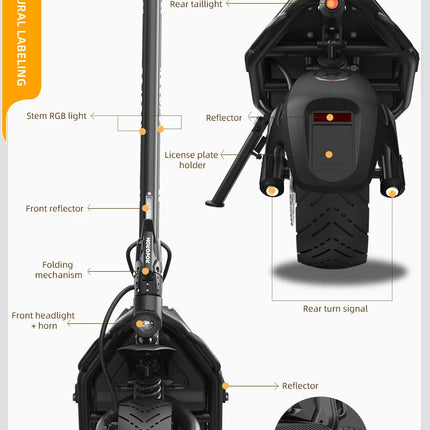 SUNNIGOO X3 Potente Monopattino Elettrico 1800W Motore ad Alta Potenza 60V 28.6Ah Batteria Grande Capacità Doppia Modalità di Guida Velocità Massima 65KM/H Veicolo per Pendolari a Lungo Raggio Pneumatici Fuoristrada da 11