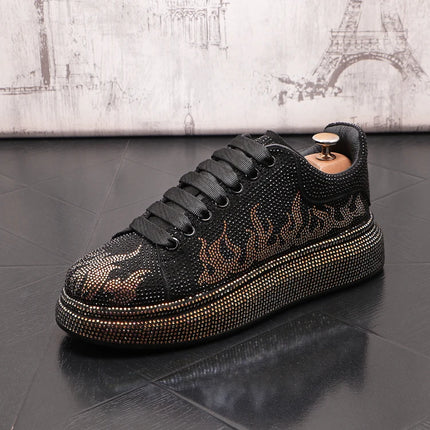 New Style Luxury Men's High Hip-hop Casual Shoes Men Black Fashion Rivets Shoes Italy Fashion Leisure Driving Loafers