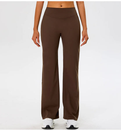 Women High Waist Wide Leg Pants Leggings Tights Fitness Bell-bottoms Yoga Elastic Leggings Push Up Gym Workout Flared Pants