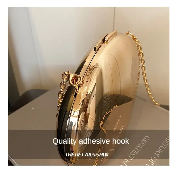 Designer Acrylic Shell Shape Clutch Bag Gold Silver Women Evening Party Bag Cute Shiny Metal Shoulder Crossbody Bags Small Purse PlatiNum