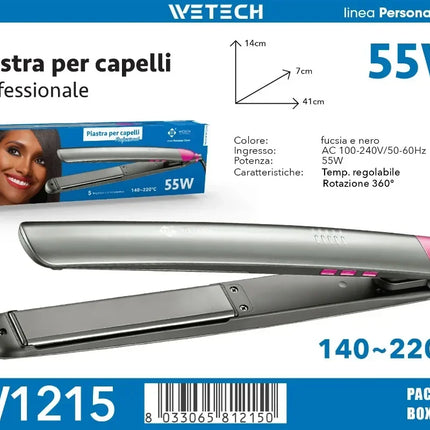 Electric Hair Styling Tool Set, Ceramic Flat Iron & Curling Wand, Adjustable Temperature Hot Styling Appliance for Household Daily Hair‑Dressing