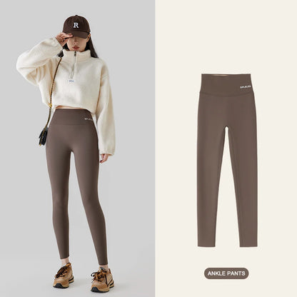 BIVIGAOS Autumn Winter Thick Foot Pants Sharkskin Leggings Women's Rabbit Fleece Warm Leggings High Waist Elastic Non Trace Yoga