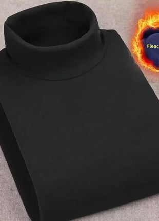 Double-Sided Fleece Long Sleeve T-Shirt Men's Autumn Winter Half High Collar Base Layer Heavyweight Warm Top Base Layer Shirt PlatiNum