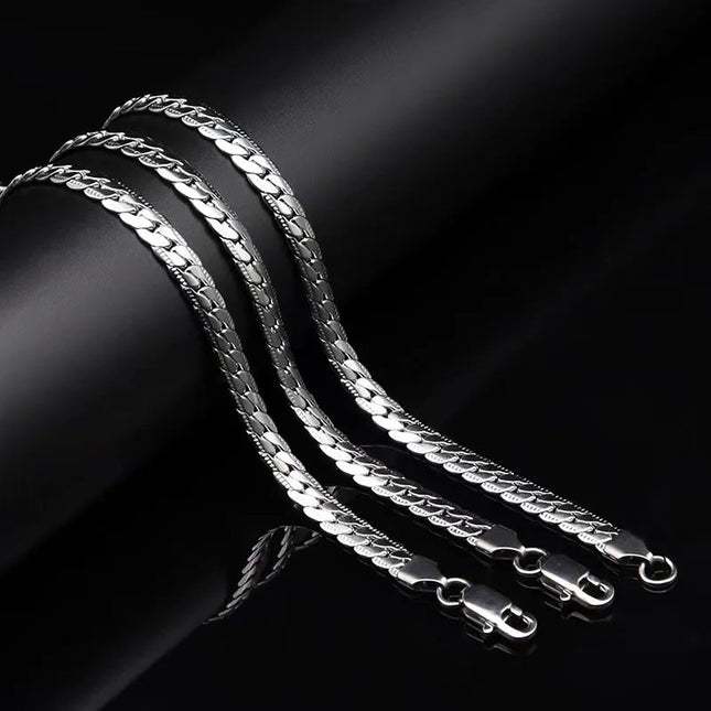 20-60 cm 5 mm colore argento marchio di lusso design nobile collana a catena per donna uomo moda gioielli di fidanzamento di nozze PlatiNum