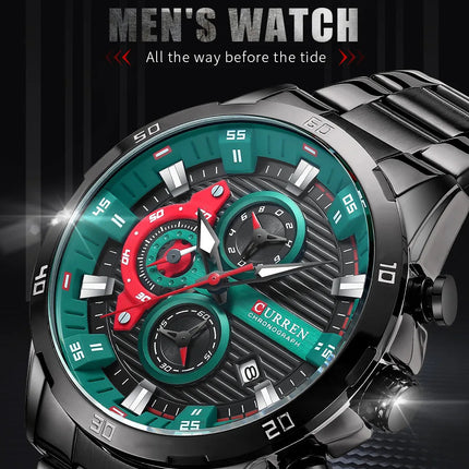 CURREN 8402 Orologio da uomo in acciaio inossidabile Moda creativa Quadrante luminoso con cronografo Orologio da uomo di lusso per il tempo libero reloj hombre platinumshop