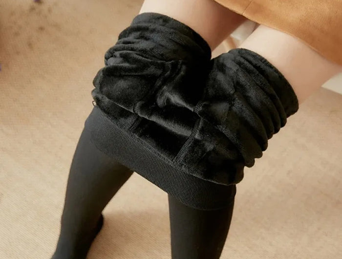 Collant in pile da donna Collant invernali caldi neri sexy Calze a vita alta Collant in velluto spesso sottile elastico da donna