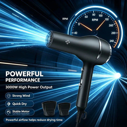 Professional 3000W Hair Dryer AC100-240V Constant Temperature Cold Air Blow Dryer With 2 Concentrator Nozzles Salon Home Hair Styling Tool
