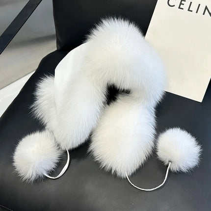 2026 100% Real Fox Fur Hats Women's Russian Ushanka Aviator Trapper Snow Skiing Hat Caps Earflap Winter Raccoon Fur Outerwear Ha