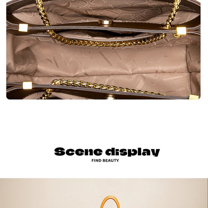CHCH Women's Tote Bag 2026 Spring New Brown Magnetic Buckle Storage Bag Large Capacity Commuter Chain Bag PlatiNum