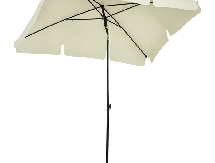 Outsunny Rectangular Straight Tilt Garden Parasol in Aluminum and High-Density Polyester 2 x 1.3 m Light Beige